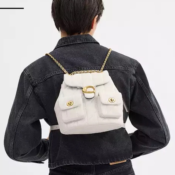 COACH Quilted Tabby Convertible Backpack - Color Chalk - Picture 8 of 14